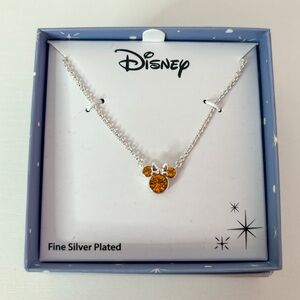 Disney Mickey Mouse Necklace Silver and Orange.